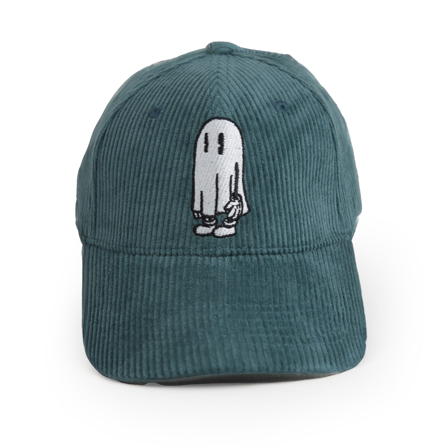 "Ghost With A-" Corduroy Embroidered Cap - Turquoise