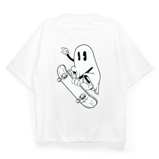 "Ghost With a Skateboard" Oversized Fit T-Shirt